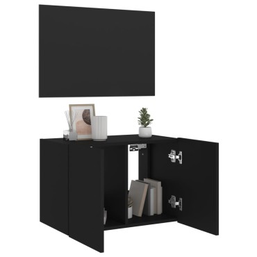 vidaXL Έπιπλο Τοίχου Τηλεόρασης με LED Μαύρο 60x35x41cm