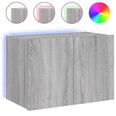 vidaXL Έπιπλο Τοίχου Τηλεόρασης με LED Γκρι Sonoma 60x35x41cm
