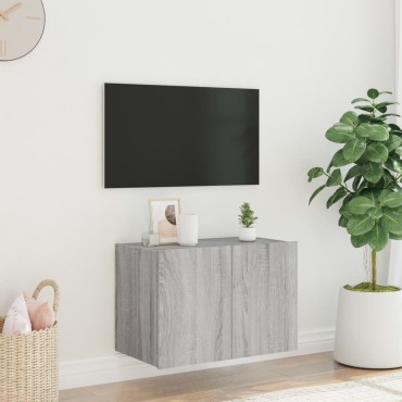 vidaXL Έπιπλο Τοίχου Τηλεόρασης με LED Γκρι Sonoma 60x35x41cm