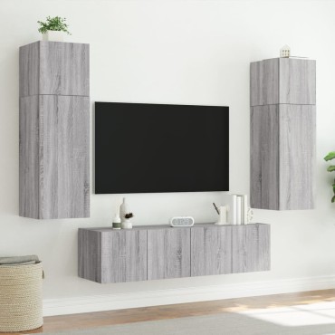 vidaXL Έπιπλο Τοίχου Τηλεόρασης με LED Γκρι Sonoma 60x35x41cm