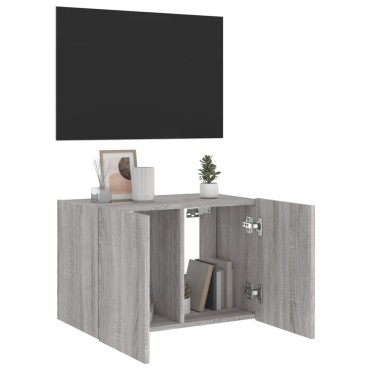vidaXL Έπιπλο Τοίχου Τηλεόρασης με LED Γκρι Sonoma 60x35x41cm