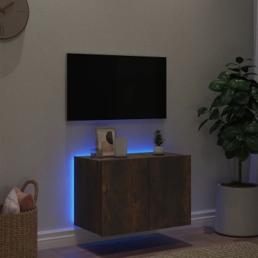 vidaXL Έπιπλο Τοίχου Τηλεόρασης με LED Καπνιστή Δρυς 60x35x41cm