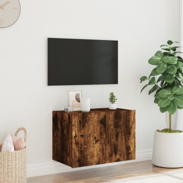 vidaXL Έπιπλο Τοίχου Τηλεόρασης με LED Καπνιστή Δρυς 60x35x41cm