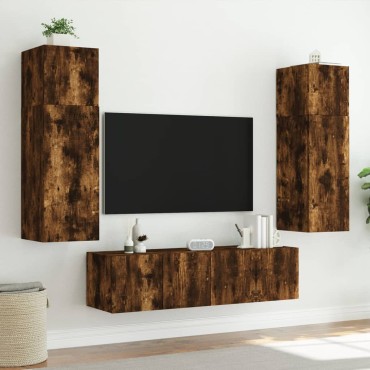 vidaXL Έπιπλο Τοίχου Τηλεόρασης με LED Καπνιστή Δρυς 60x35x41cm