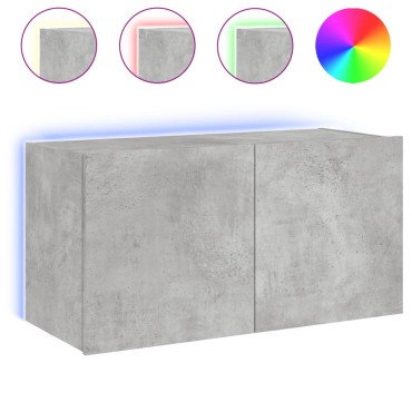 vidaXL Έπιπλο Τηλεόρασης με LED Γκρι Σκυροδέματος 80x35x41cm