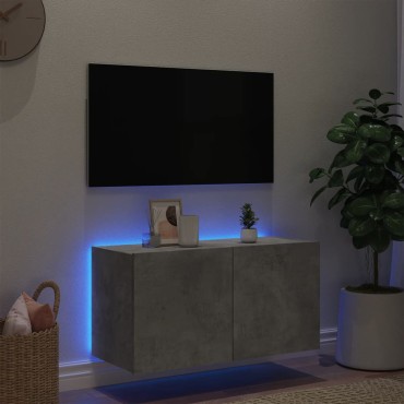 vidaXL Έπιπλο Τηλεόρασης με LED Γκρι Σκυροδέματος 80x35x41cm