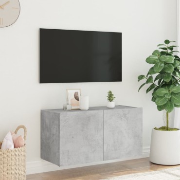 vidaXL Έπιπλο Τηλεόρασης με LED Γκρι Σκυροδέματος 80x35x41cm