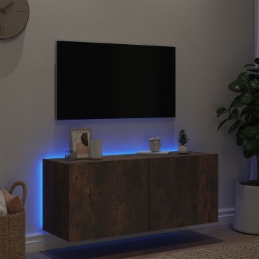 vidaXL Έπιπλο Τοίχου Τηλεόρασης με LED Καπνιστή Δρυς 100x35x41cm