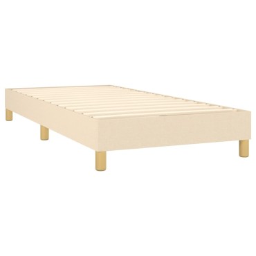 vidaXL Κρεβάτι Boxspring με Στρώμα & LED Κρεμ 80x200 εκ. Υφασμάτινο