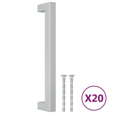 vidaXL Λαβές Ντουλαπιών 20 τεμ. Ασημί 160 χιλ. από Ανοξείδωτο Ατσάλι