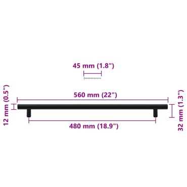vidaXL Λαβές Ντουλαπιών 5 τεμ. Μαύρες 480 χιλ. από Ανοξείδωτο Ατσάλι