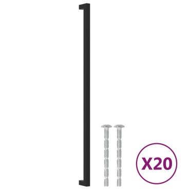vidaXL Λαβές Ντουλαπιών 20 τεμ. Μαύρες 480 χιλ. από Ανοξείδωτο Ατσάλι