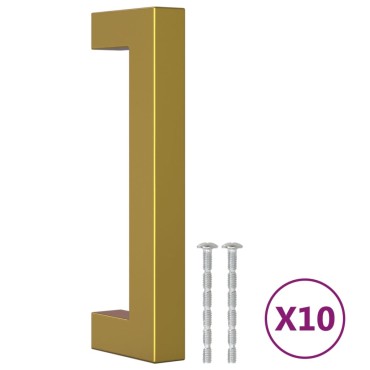 vidaXL Λαβές Ντουλαπιών 10 τεμ. Χρυσές 96 χιλ. από Ανοξείδωτο Ατσάλι