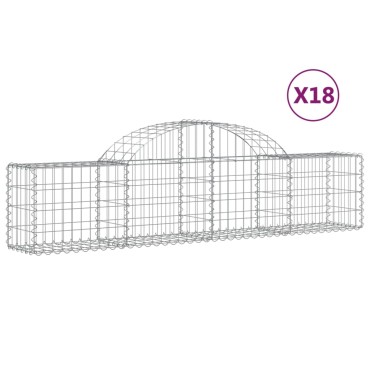 vidaXL Συρματοκιβώτια Τοξωτά 18 τεμ. 200x30x40/60 εκ. Γαλβαν. Ατσάλι