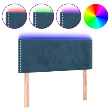vidaXL Κεφαλάρι Κρεβατιού LED Σκούρο Μπλε 100x5x78/88cm Βελούδινο 1 τεμ.