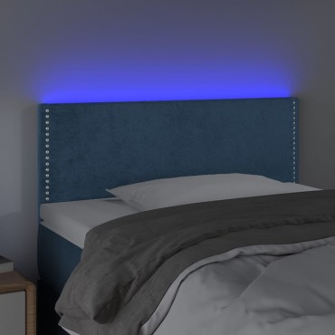 vidaXL Κεφαλάρι Κρεβατιού LED Σκούρο Μπλε 100x5x78/88cm Βελούδινο 1 τεμ.