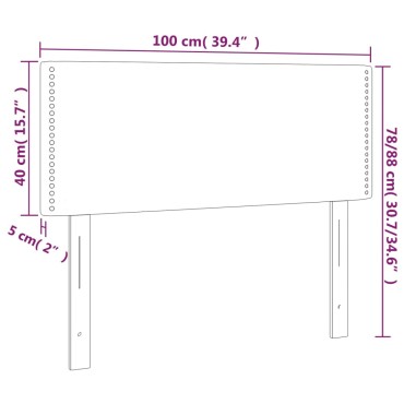vidaXL Κεφαλάρι Κρεβατιού LED Σκούρο Μπλε 100x5x78/88cm Βελούδινο 1 τεμ.