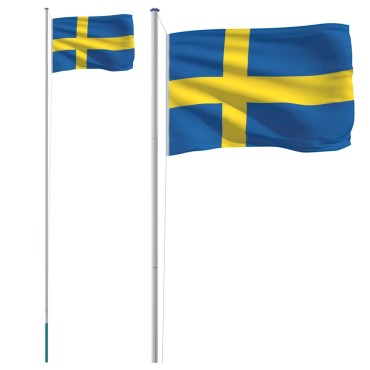 vidaXL Σουηδική Σημαία και Ιστός 6,23 μ. από Αλουμίνιο