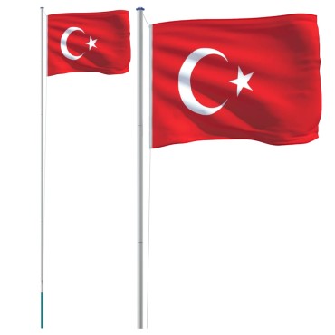 vidaXL Τούρκικη Σημαία και Ιστός 6,23 μ. από Αλουμίνιο