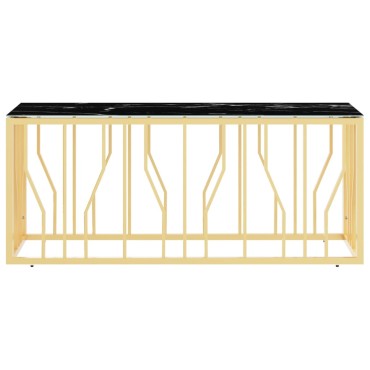 vidaXL Τραπέζι Σαλονιού Χρυσό 110x45x45cm Ανοξείδωτο Ατσάλι & Γυαλί 1 τεμ.