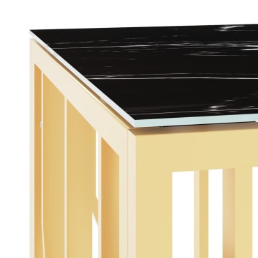 vidaXL Τραπέζι Σαλονιού Χρυσό 110x45x45cm Ανοξείδωτο Ατσάλι & Γυαλί 1 τεμ.