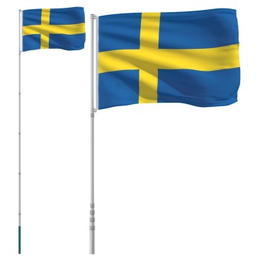 vidaXL Σουηδική Σημαία και Ιστός 5,55 μ. από Αλουμίνιο