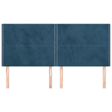 vidaXL Κεφαλάρια Κρεβατιού 4 τεμ. Σκ. Μπλε 80x5x78/88cm Βελούδινο