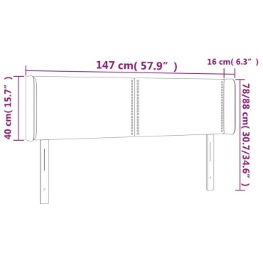 vidaXL Κεφαλάρι με Πτερύγια Λευκό 147x16x78/88cm Συνθετικό Δέρμα 1 τεμ.