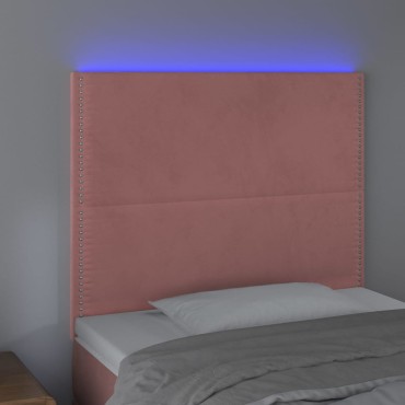 vidaXL Κεφαλάρι Κρεβατιού LED Ροζ 80x5x118/128cm Βελούδινο 1 τεμ.