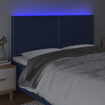vidaXL Κεφαλάρι Κρεβατιού LED Μπλε 180x5x118/128cm Υφασμάτινο 1 τεμ.