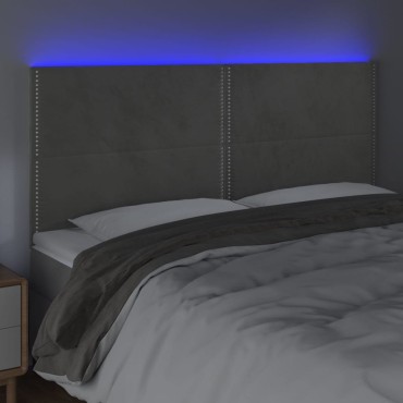 vidaXL Κεφαλάρι Κρεβατιού LED Ανοιχτό Γκρι 160x5x118/128cm Βελούδινο 1 τεμ.