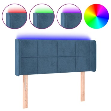 vidaXL Κεφαλάρι Κρεβατιού LED Σκούρο Μπλε 83x16x78/88cm Βελούδινο 1 τεμ.