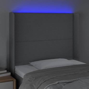 vidaXL Κεφαλάρι Κρεβατιού LED Ανοιχτό Γκρι 93x16x118/128cm Υφασμάτινο 1 τεμ.