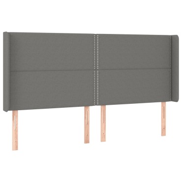 vidaXL Κεφαλάρι Κρεβατιού LED Σκούρο Γκρι 163x16x118/128cm Υφασμάτινο 1 τεμ.