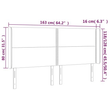 vidaXL Κεφαλάρι Κρεβατιού LED Σκούρο Γκρι 163x16x118/128cm Υφασμάτινο 1 τεμ.