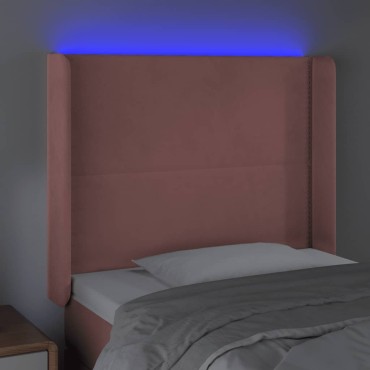 vidaXL Κεφαλάρι Κρεβατιού LED Ροζ 103x16x118/128cmΒελούδινο 1 τεμ.