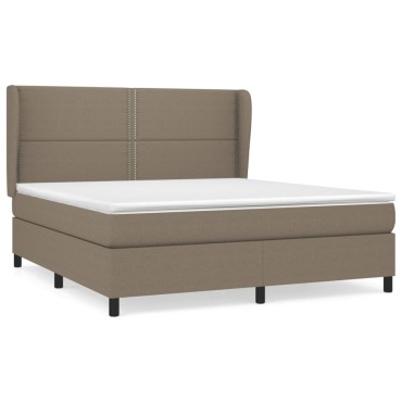 vidaXL Κρεβάτι Boxspring με Στρώμα Taupe 160x200cm Υφασμάτινο 1 τεμ. - Διπλό