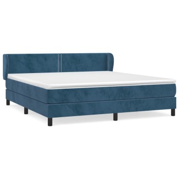 vidaXL Κρεβάτι Boxspring με Στρώμα Σκούρο Μπλε 160x200 εκ. Βελούδινο