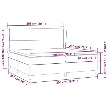 vidaXL Κρεβάτι Boxspring με Στρώμα Σκούρο Καφέ 200x200cm Υφασμάτινο 1 τεμ. - Διπλό