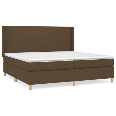 vidaXL Κρεβάτι Boxspring με Στρώμα Σκούρο Καφέ 200x200cm Υφασμάτινο 1 τεμ. - Διπλό