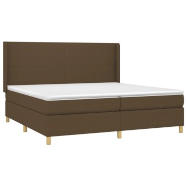 vidaXL Κρεβάτι Boxspring με Στρώμα Σκούρο Καφέ 200x200cm Υφασμάτινο 1 τεμ. - Διπλό