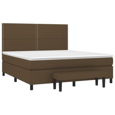 vidaXL Κρεβάτι Boxspring με Στρώμα Σκούρο Καφέ 160x200 εκ Υφασμάτινο