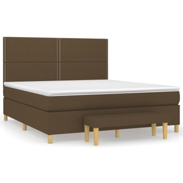vidaXL Κρεβάτι Boxspring με Στρώμα Σκούρο Καφέ 160x200 εκ Υφασμάτινο