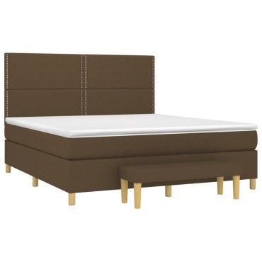 vidaXL Κρεβάτι Boxspring με Στρώμα Σκούρο Καφέ 160x200 εκ Υφασμάτινο