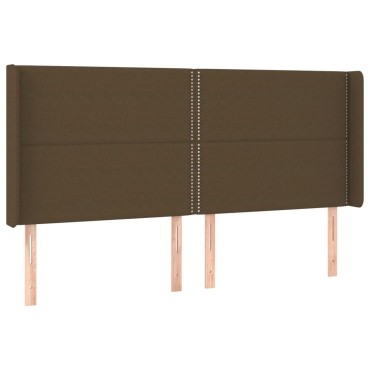vidaXL Κρεβάτι Boxspring με Στρώμα & LED Σκ.Καφέ 160x200εκ. Υφασμάτινο