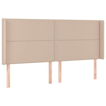 vidaXL Κρεβάτι Boxspring Στρώμα&LED Καπουτσίνο 180x200 εκ. Συνθ. Δέρμα