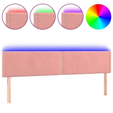 vidaXL Κεφαλάρι Κρεβατιού LED Ροζ 160x5x78/88cm Βελούδινο 1 τεμ.