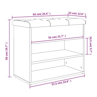 vidaXL Παπουτσοθήκη Καπνιστή Δρυς 62x32x50cm από Επεξεργασμένο Ξύλο 1 τεμ.