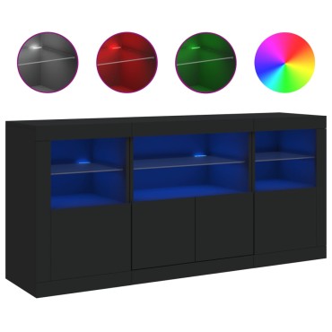 vidaXL Μπουφές με LED Μαύρος 142,5x37x67cm 1 τεμ.