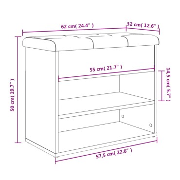 vidaXL Παπουτσοθήκη Sonoma Δρυς 62x32x50cm από Επεξεργασμένο Ξύλο 1 τεμ.